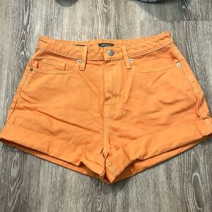Target brand orange denim shorts. NWOT, worn once. Size 6, high rise.